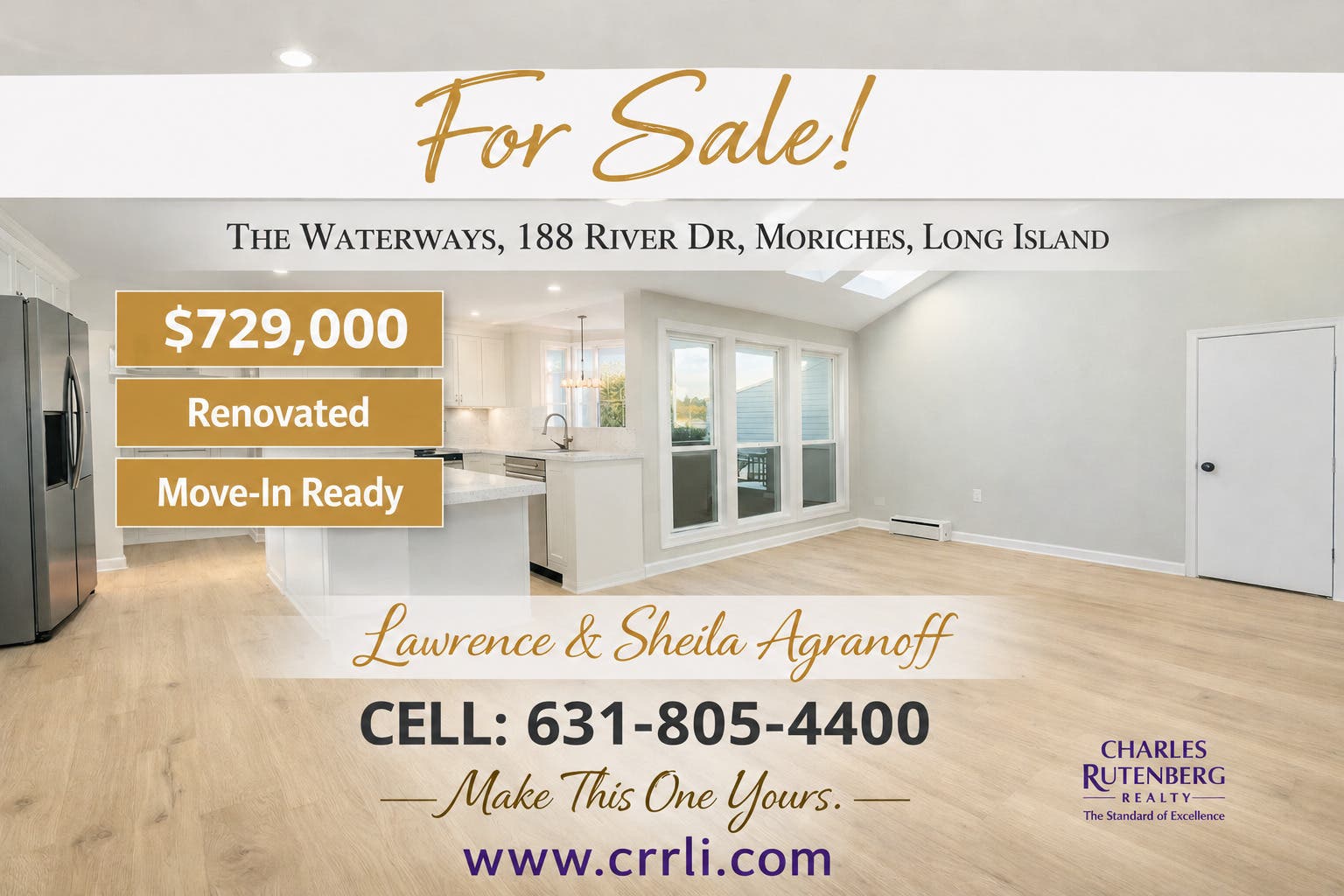 Moriches Long Island Renovated Ranch Condo For Sale