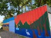 Delaware River Mural, Bordentown Beach, nears completion, honoring Delaware; signifying Community Kayak Ed. Program