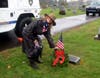 Paula Gasper lays a wreath.