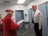 Commandant Mike Clark (R) being sworn in by District 2 Vice Commandant Gene Irvin. 