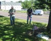 Volunteers removing flags at Upper Southampton