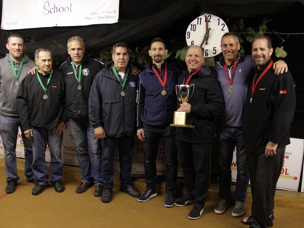 Madison Area YMCA's 2019 Bocce Invitational 1st and 2nd place teams: Balls of Fury and Chatham Collision