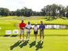 (LtoR) The winning foursome are Jeff Garfield of Westfield, IN, Tracy Davis of Rye Brook, NY, Madison Area YMCA Board Member and Golf Committee Co-Chair Jaime Pego Curci