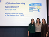 Project Community Pride clinician Kristin Perconte, LPC, Director Christine McIntyre, LCSW, and clinician Kelly Anderson, LPC, celebrate the 50th anniversary of Project Community Pride, honoring five decades of service.