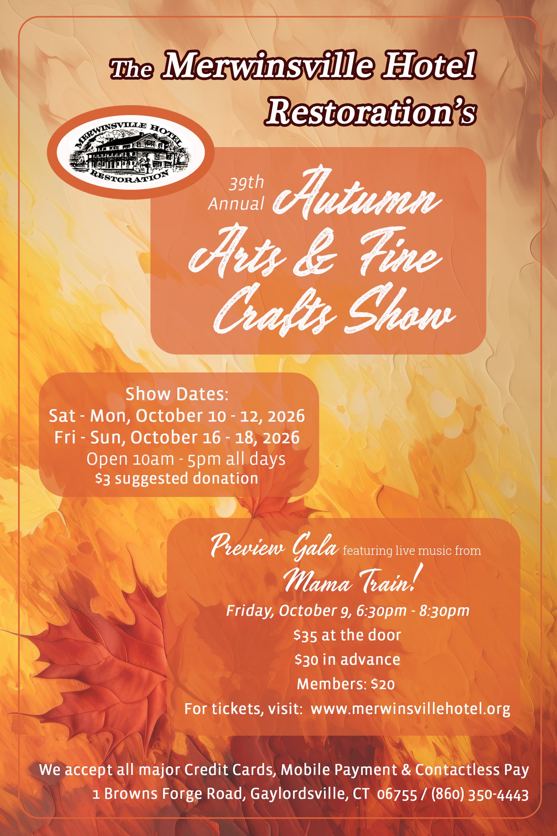 39th Annual Autumn Arts & Fine Crafts Show at Historic Merwinsville Hotel