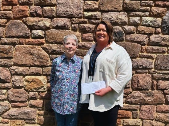 Encores Club donated $580 to Bucks County Coalition Against Trafficking in support of Sexual Assault Awareness Month. Pictured (left to right) are Pat Edwards, Chair Community Service for April, Encores Club, and Jamie Pfister, Training Coordinator, NOVA.