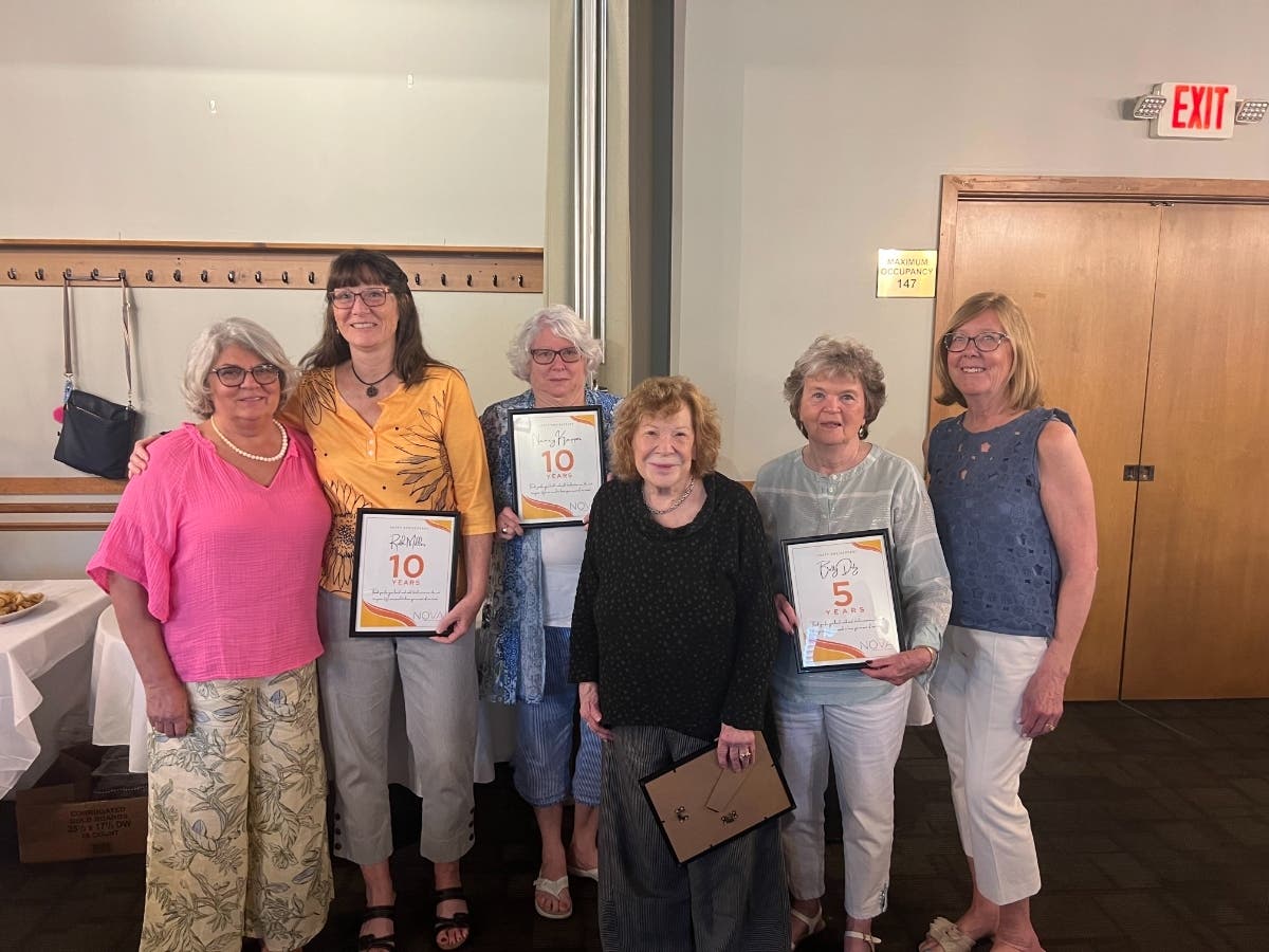NOVA volunteers were honored for their dedication and service at a Volunteer Appreciation Dinner held at Giuseppe’s Pizza and Family Restaurant.  Six volunteers were recognized this year for achieving milestone anniversaries. 