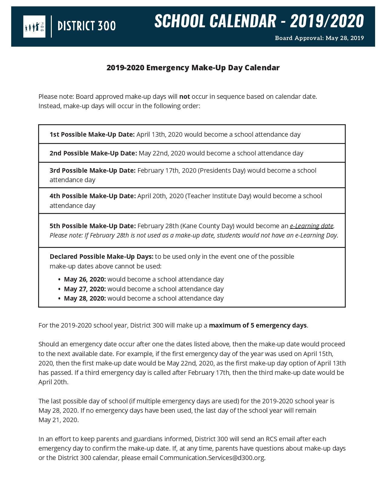 District 300 School Calendar 2019-20: Important Dates to Know | Algonquin, IL Patch District 300 School Calendar 2019-20: Important Dates to Know | Algonquin, IL Patch