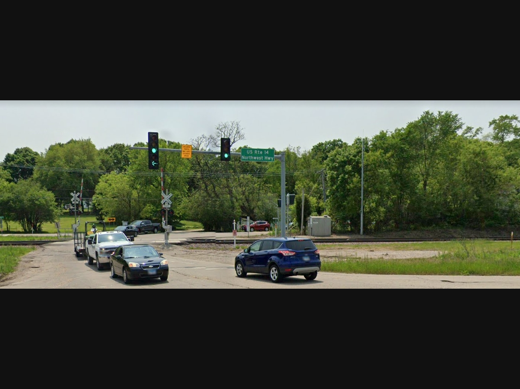 A car traveled about 50 feet northwest on the Metra tracks near the intersection of Kelsey Road and Plum Tree Road in Lake Barrington Thursday evening before a train hit it.