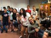 Students are all smiles for Hatters Pride Day.