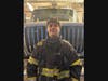 Junior firefighter Aidan Rico at a Rocky Hill Fire Department training drill.