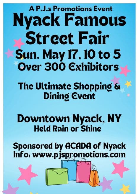 Nyack Famous Street Fair, May 17, 300+ Exhibitors, Nyack, NY 