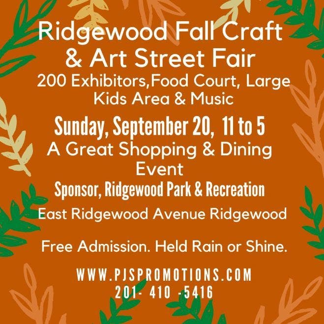 Ridgewood Fall Craft & Art Street Fair, 200 Exhibitors, E. Ridgewood, Ave