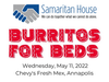 The public is invited to the 9th Annual Burritos for Beds breakfast at Chevy's Fresh Mex in Annapolis on May 11, 7-11AM, to support addiction recovery work in Anne Arundel county.
