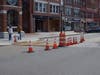 Work is being done on North Main Street to replace pavers at crosswalks. 