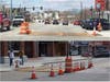 Work is being done on North Main Street to replace pavers at crosswalks. 
