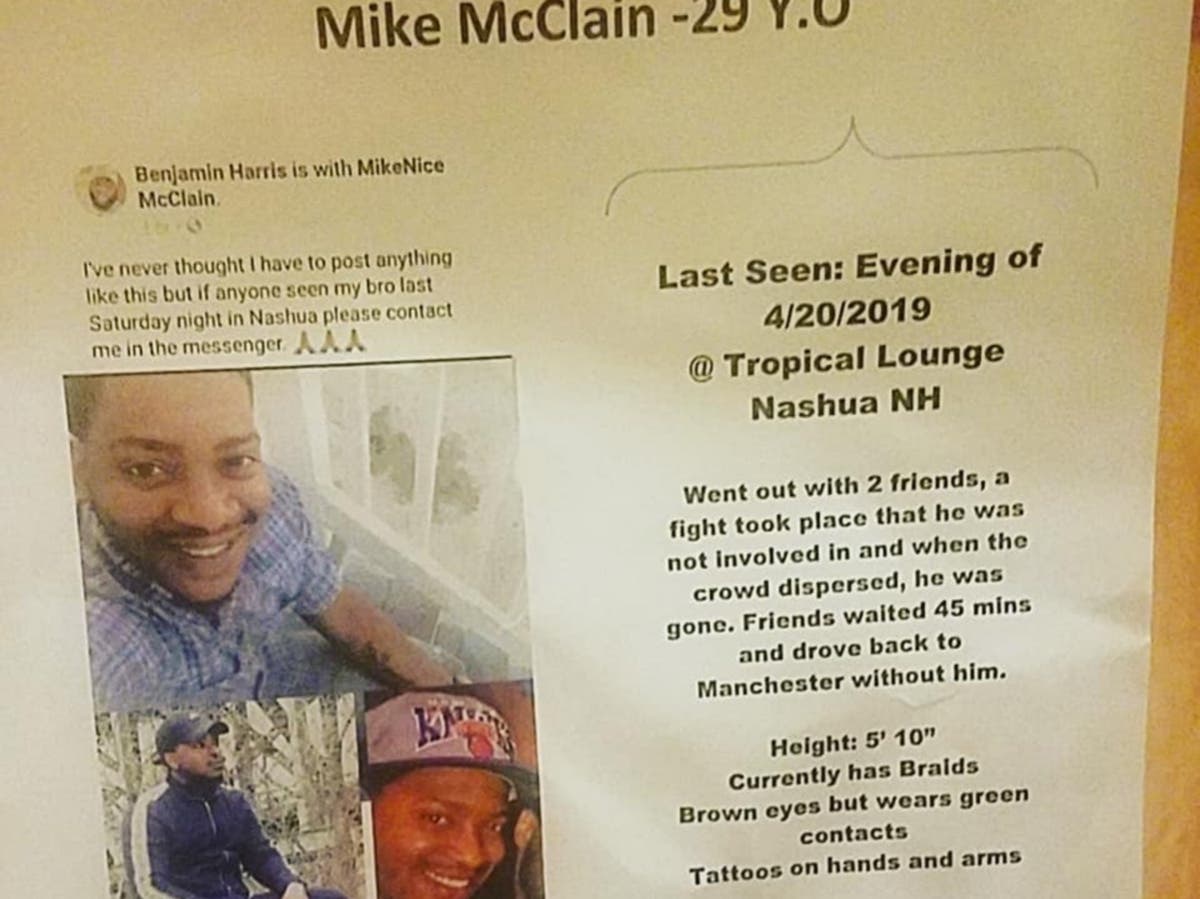A poster of Michael McClain that friends and family are circulating in Nashua. 