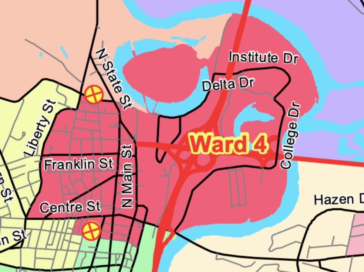 A screenshot of the Ward 4 city council district map. 