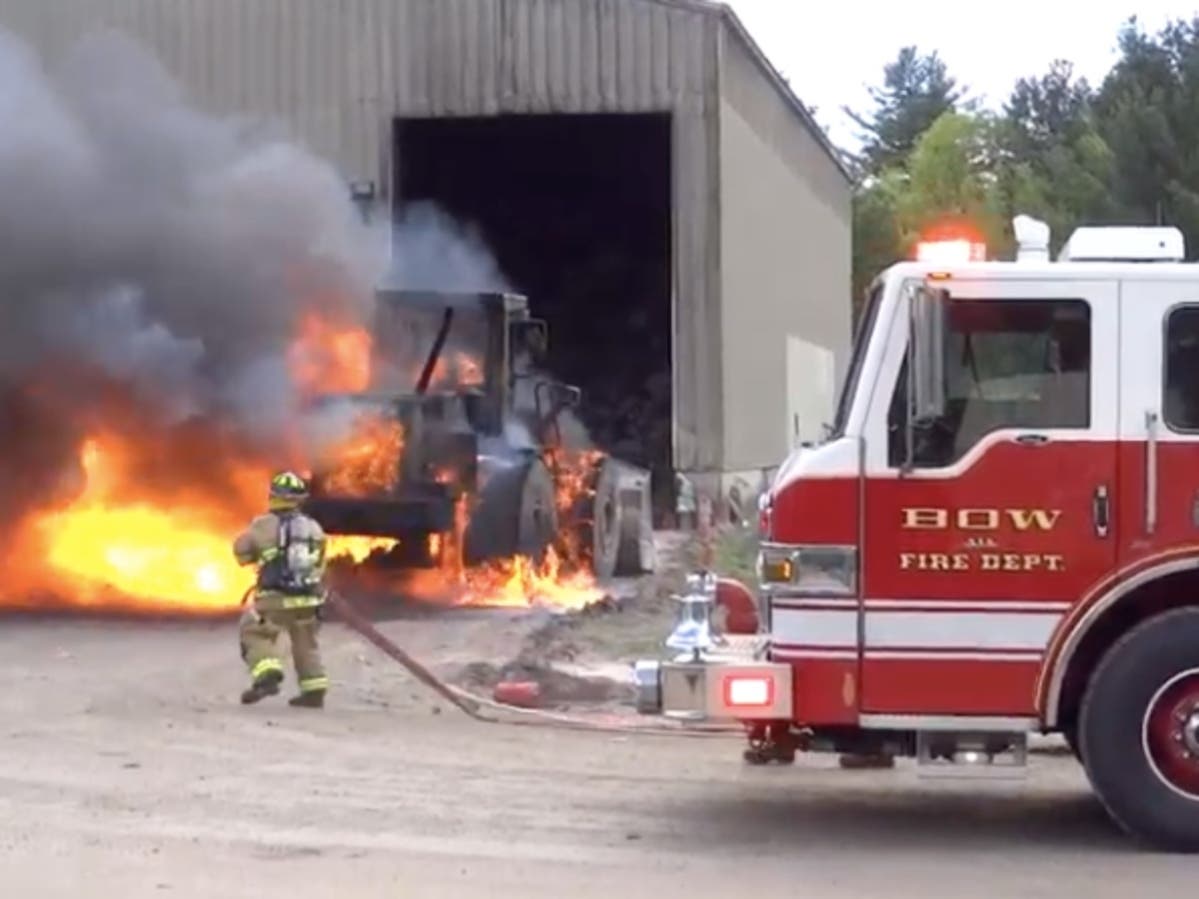 A loader caught on fire at the Bow recycling center on May 21, 2019.