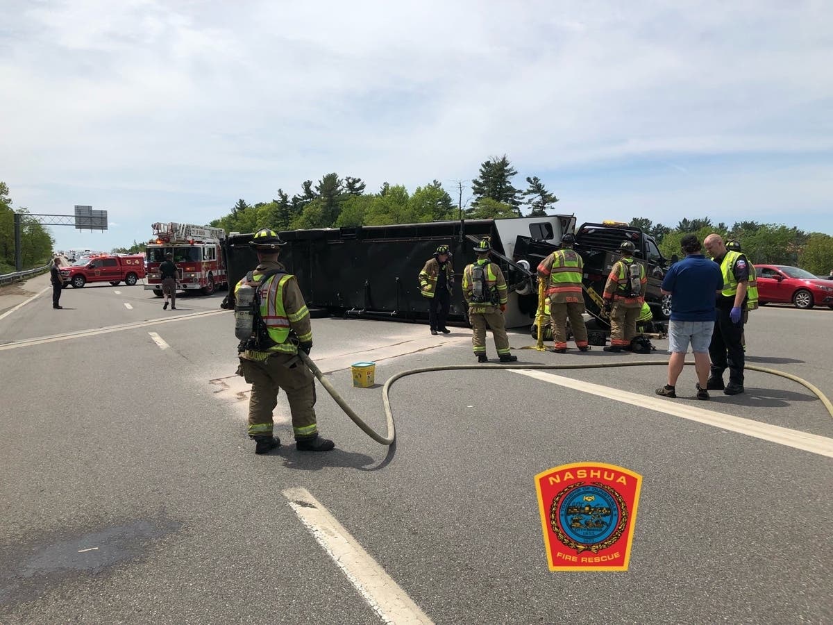 The Everett Turnpike was partially closed on Saturday afternoon due to a crash. 