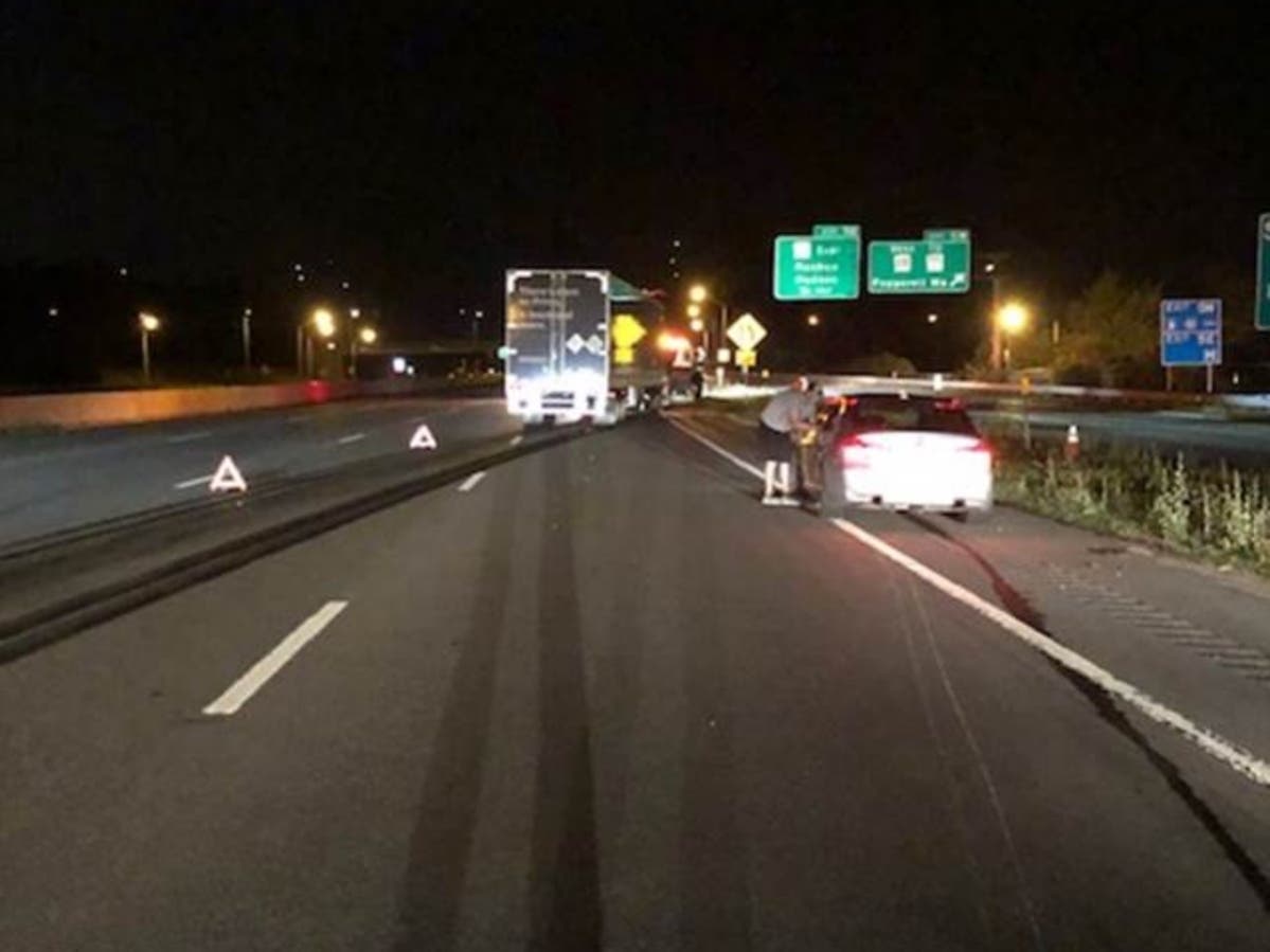 A tractor-trailer truck spilled fuel onto the Everett Turnpike on July 2, 2019. 