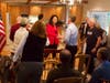 U.S. Rep. Tulsi Gabbard, D-Hawaii, meets with voters at a house party in Bow on Oct. 3. 