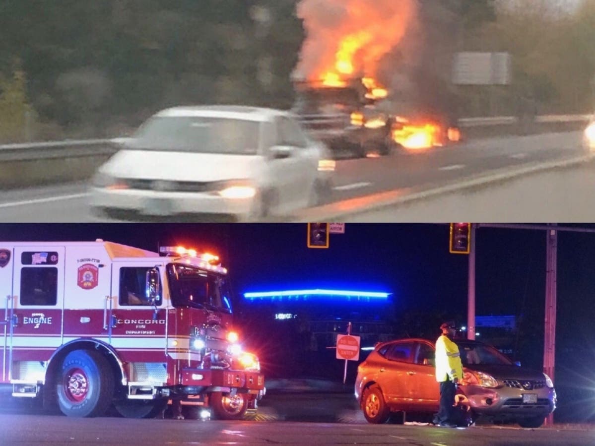 Traffic was slowed in the area of Fort Eddy Road on Thursday for a crash after firefighters returned from an I-393 fire.