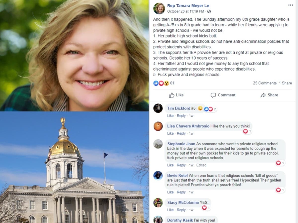 New Hampshire Republicans are calling for Tamara Meyer Le, D-North Hampton, to be removed from the House Education Committee.