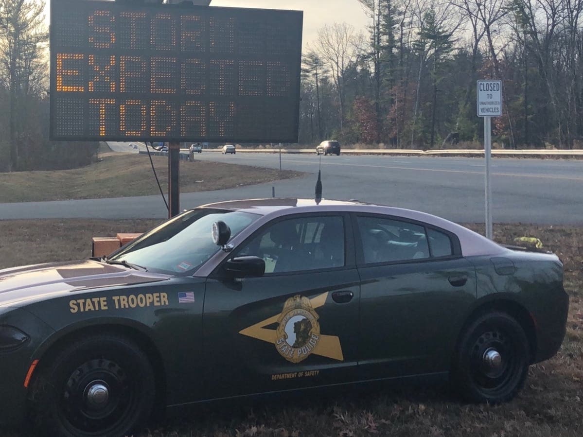New Hampshire State troopers prepare for the first major snowstorm of the year for central and southern New Hampshire. 