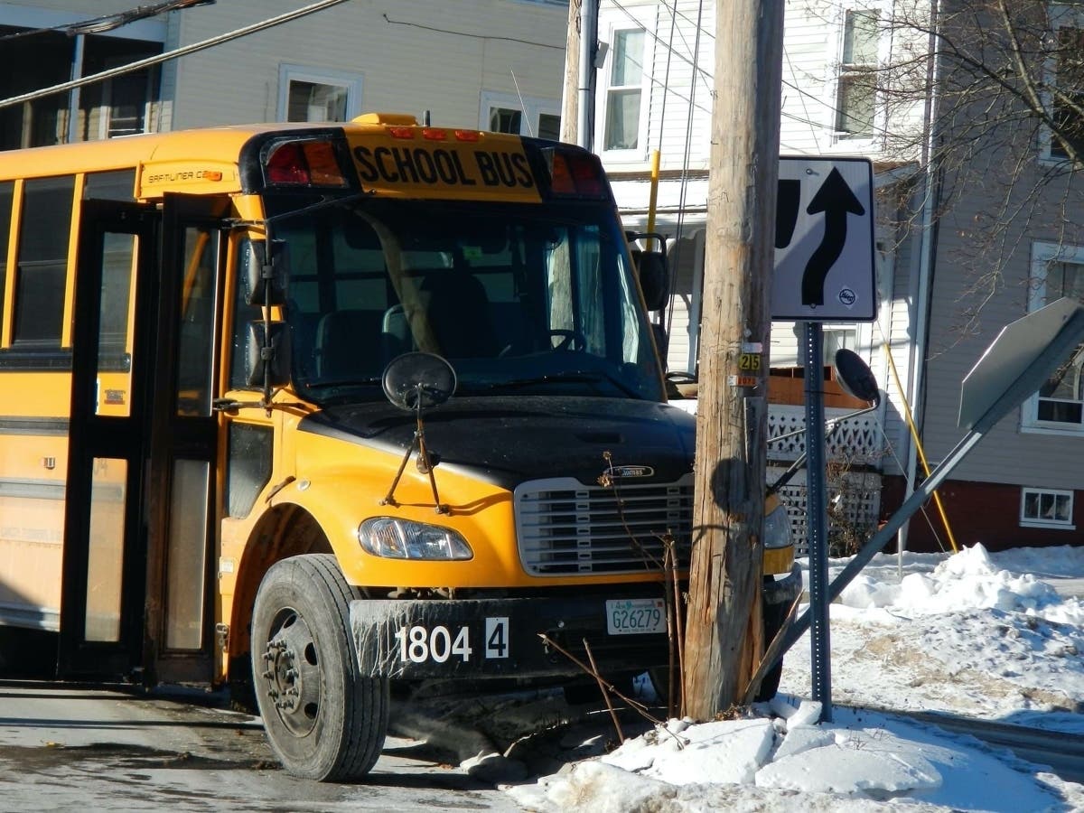 A Concord School District bus driver crashed into a telephone pole on Washington Street on Jan. 9.