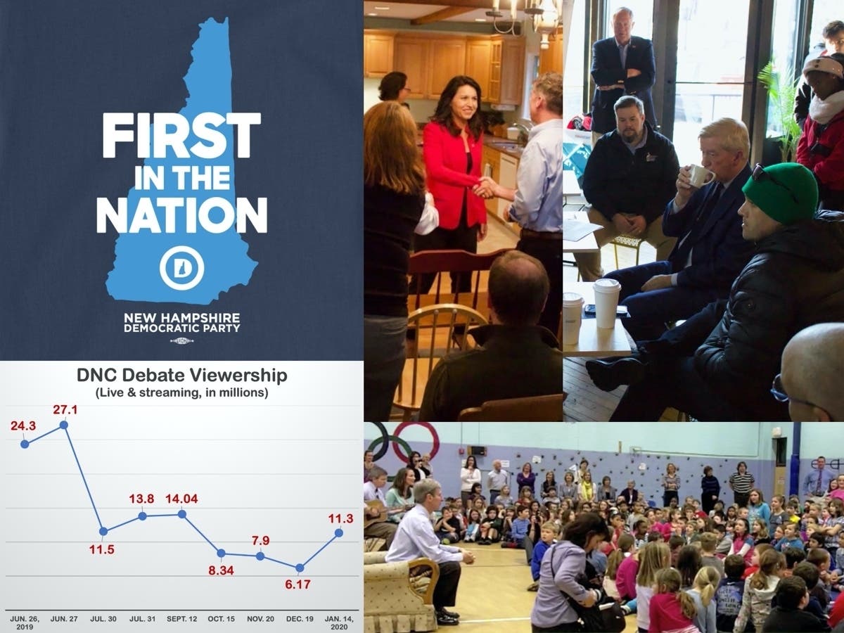 The NHDP has new FITN tees; debate viewership inches up; Tulsi to snowboard; Weld talks division; and Lynch to campaign for Biden.