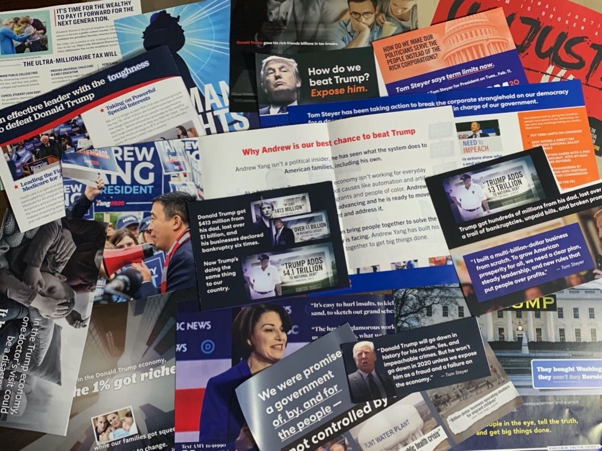 A sampling of direct-mail leaflets from Democrats running in New Hampshire's first-in-the-nation presidential primary.