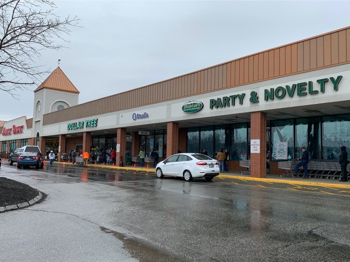 Market Basket has begun limiting the number of people shopping in its stores in order to preserve social distancing. Here is what the wait looked like at lunchtime in Concord Thursday. 