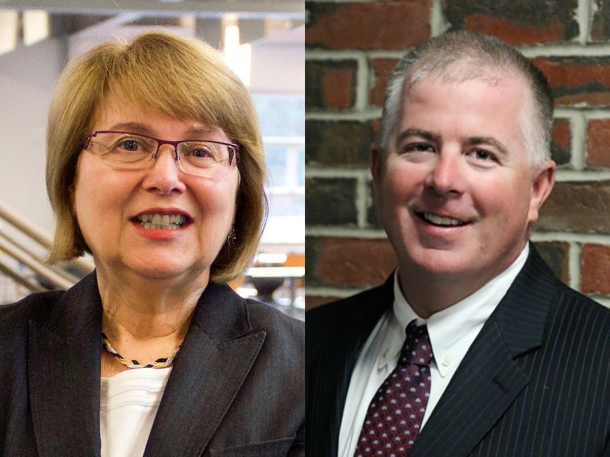 Susan Huard, left, the former president of Manchester Community College, who retired in December, will lead the college system for a year. Brian Bicknell has also been appointed to lead MCC. 