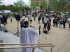 Father Christian from All-Saints Anglican Church in Concord rallies the faithful at the worship service rally at the Statehouse in Concord May 16.