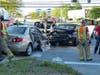 A head-on collision at Pleasant Street and Langley Parkway sent two to the hospital May 22.