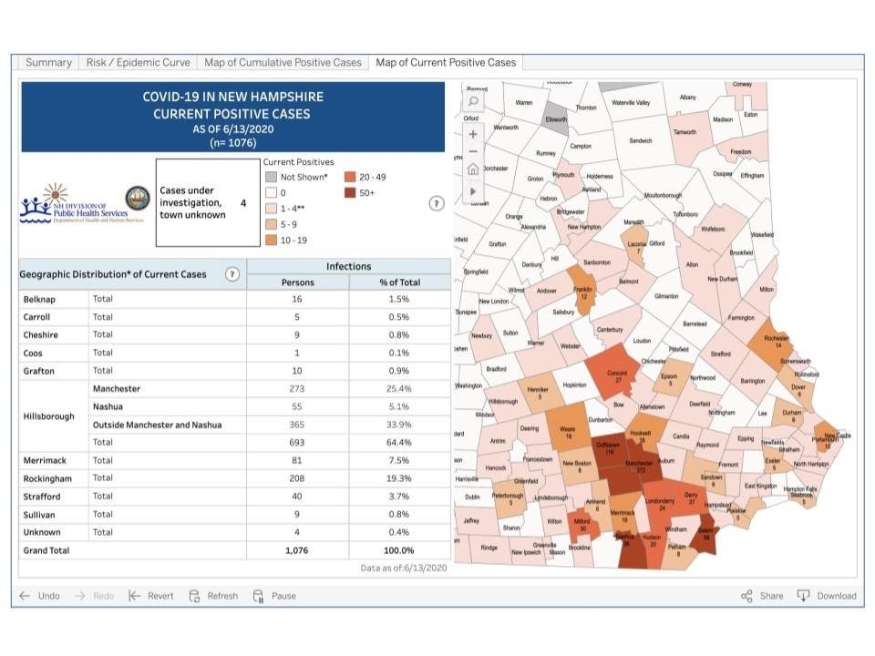 The latest current infection map from June 13.