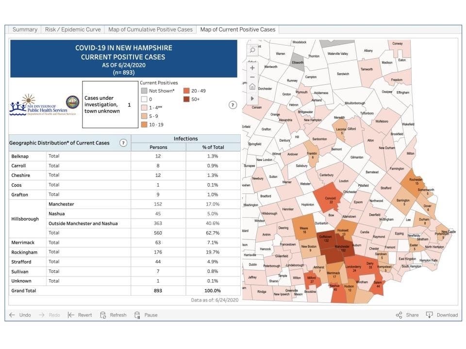 A map of the latest current infection map released June 24.