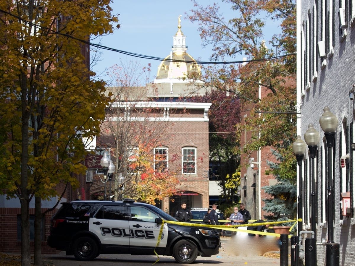 Concord police officers and a state medical examiner were in Bicentennial Square Oct. 25 after the body of a homeless woman was found behind the water fountain.