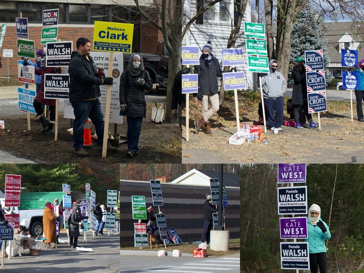 Concord school board candidates and their supporters were out and about at the polls on Nov. 3, 2020. 