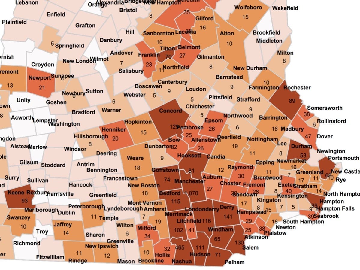 The current case count in New Hampshire published on Nov. 30.