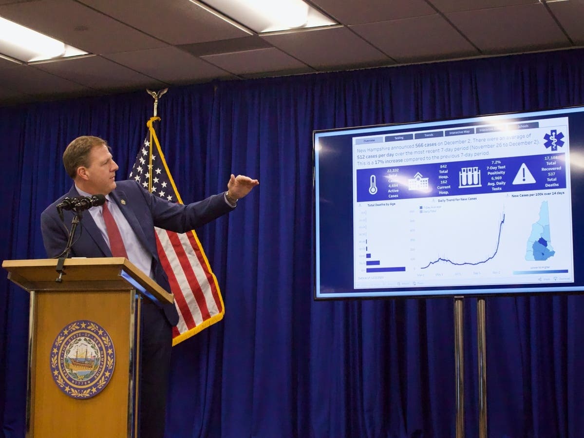 Gov. Chris Sununu unveiled a tweaked version of New Hampshire's COVID-19 data dashboard on Dec. 3. 