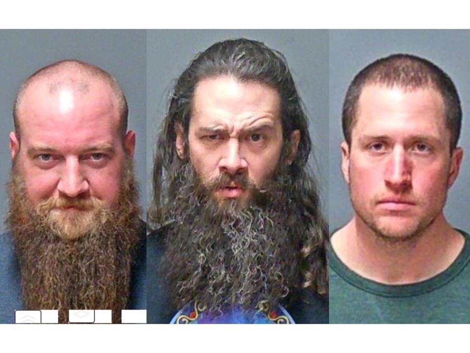 Skylar Bennett, left, of Concord, and Frank Staples, center, of Manchester were arrested on March 5 while Jason Gerhard, right, of Northfield was arrested on March 7.
