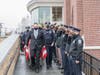 New Hampshire State Police, Concord and Manchester police, and others honored Gardner Leo Signor, 101, a World War II veteran, with a procession in Concord on March 25.