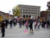 New Hampshire Medical Freedom marchers begin filing into the Statehouse plaza in Concord on Oct. 2 before a rally.