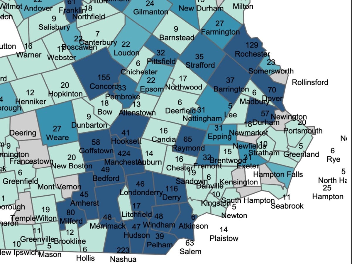 The latest active case count, by community, published on Oct. 15. 