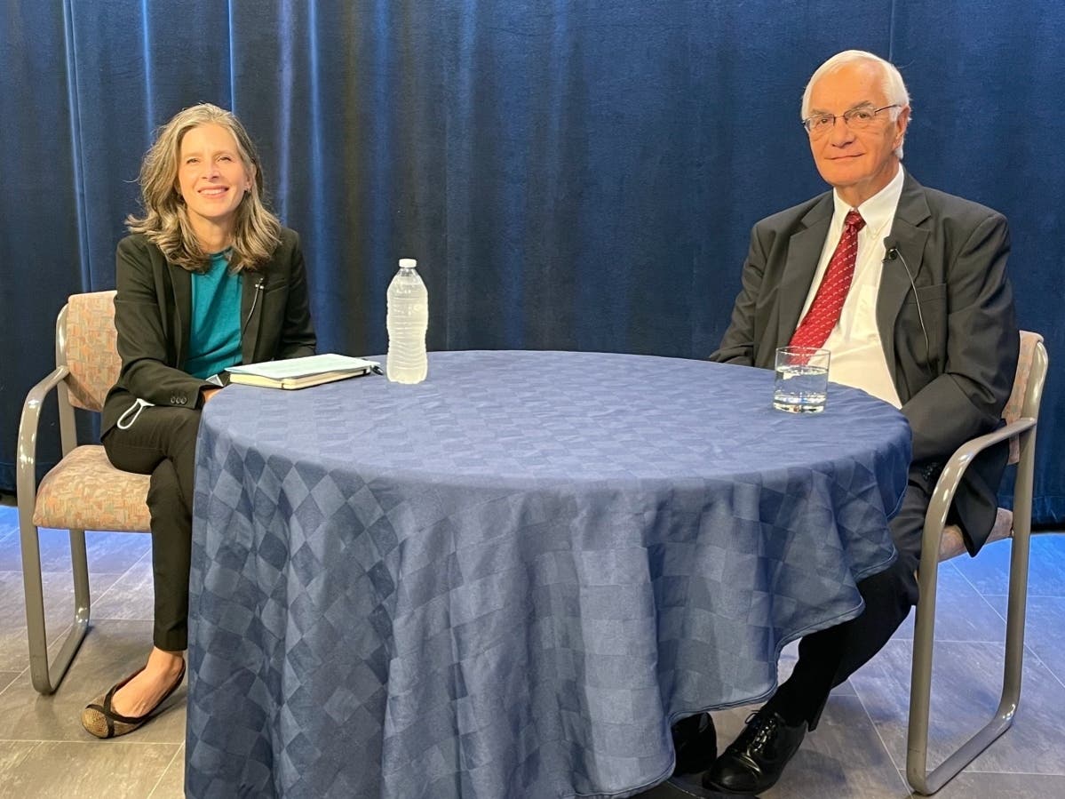 Stacey Brown and Mark Coen, two candidates running for the open Ward 5 Concord City Council seat, met for a debate in the Concord TV studios on Oct. 14.