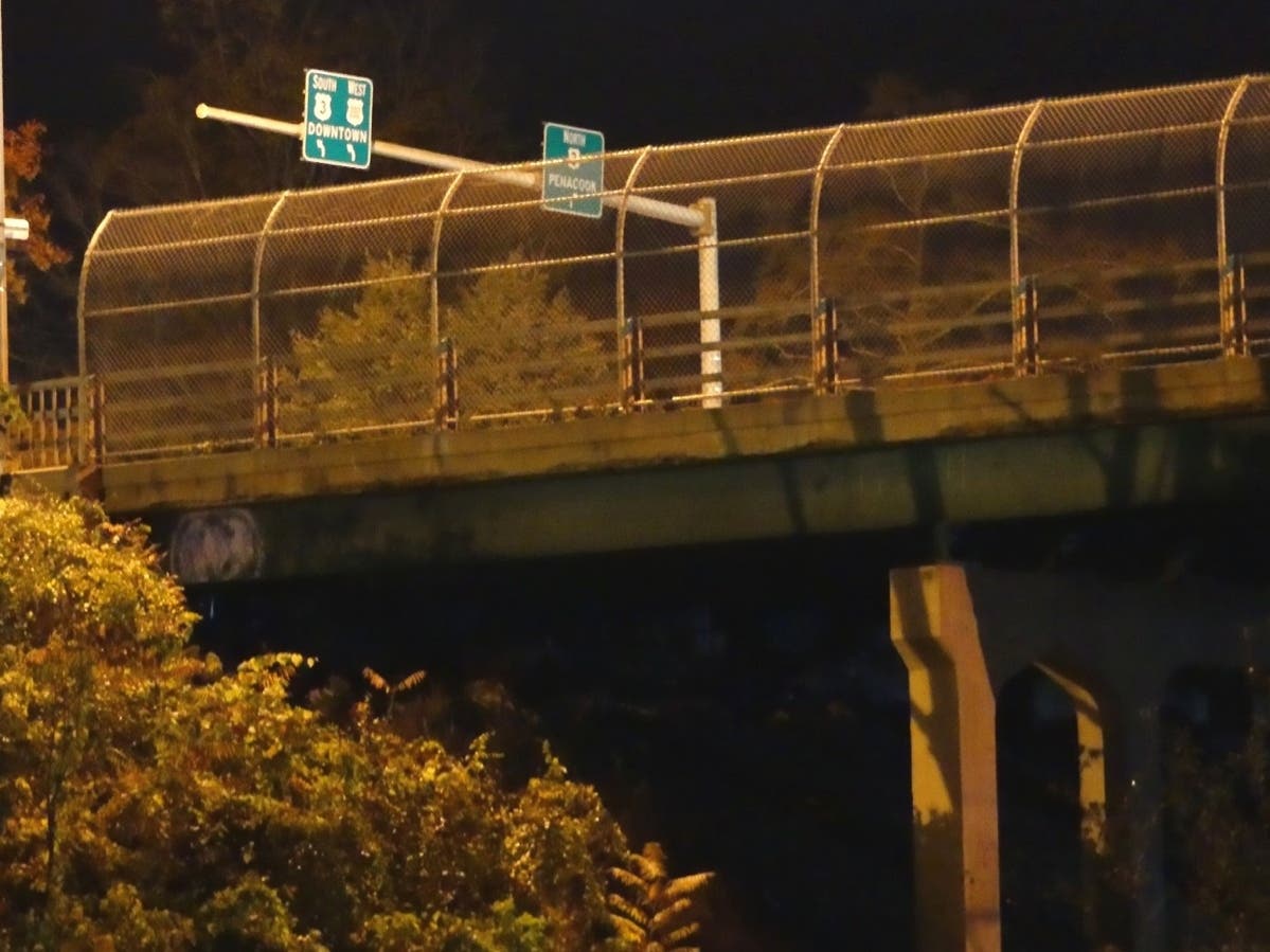 The I-393 bridge over South Commercial Street where a dead body was found on Oct. 24.