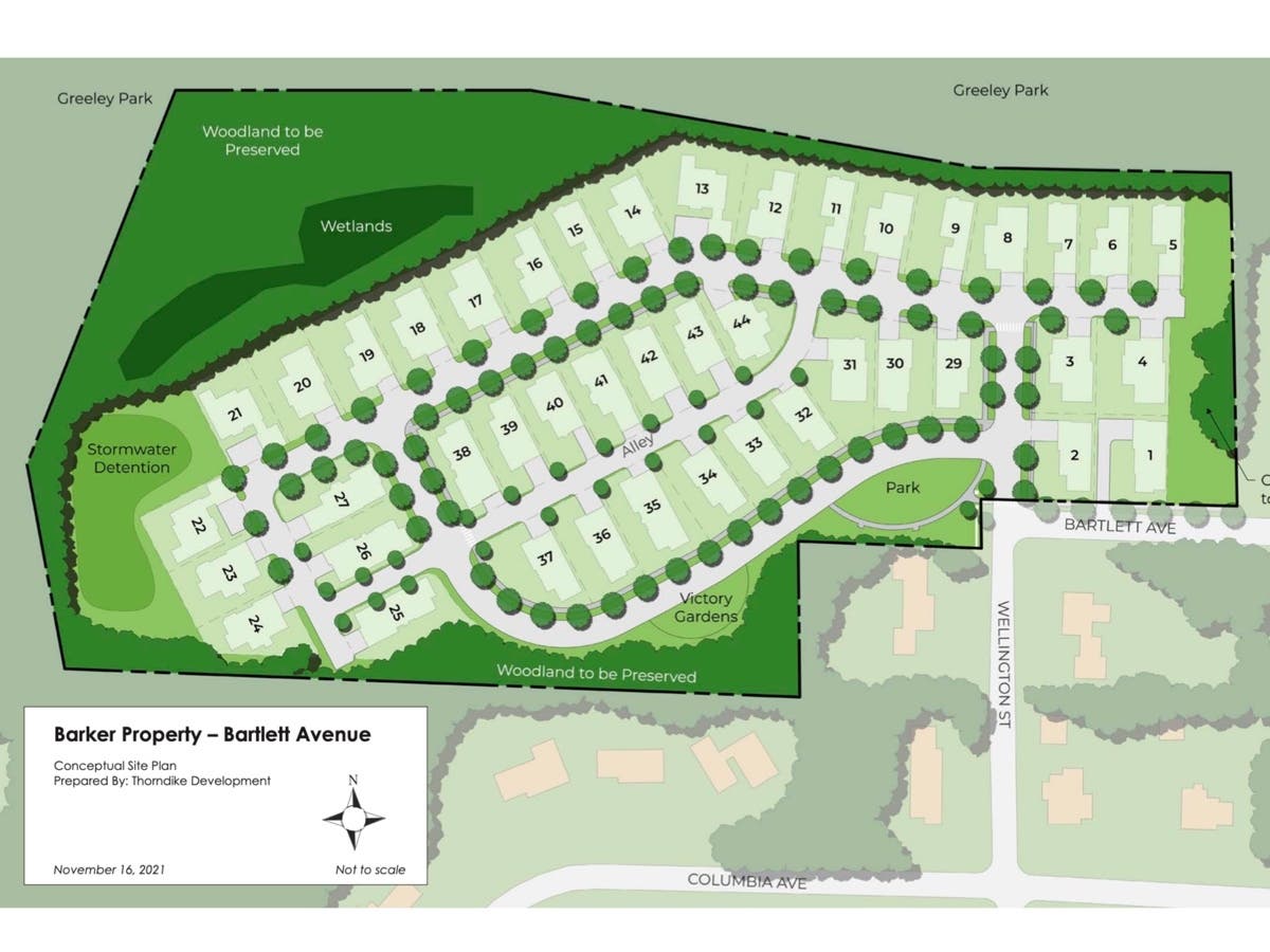 Forty-four condos are being proposed to be built at Barker Forest. A petition is trying to stop the proposal. 