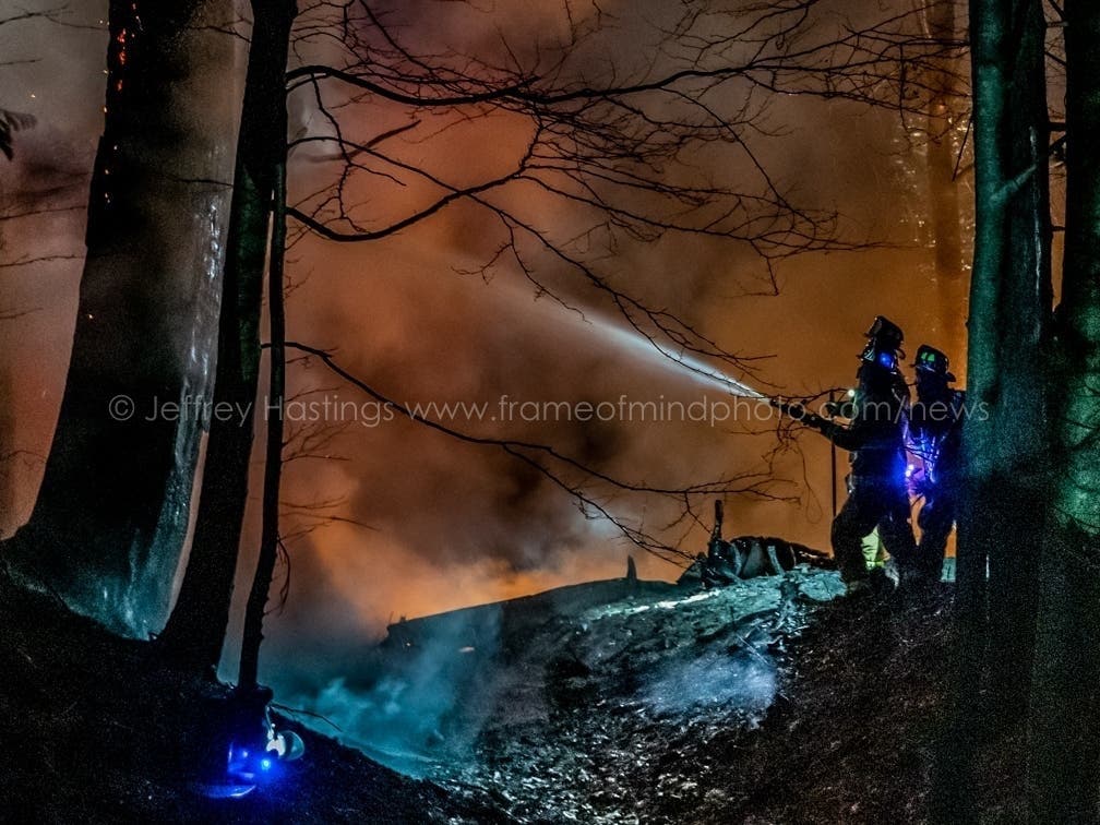 The scene of a plane crash in Bedford, New Hampshire, on Dec. 10.